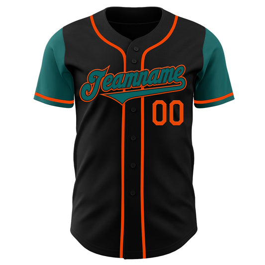 Custom Black Teal-Orange Authentic Two Tone Baseball Jersey - Sky-Custom