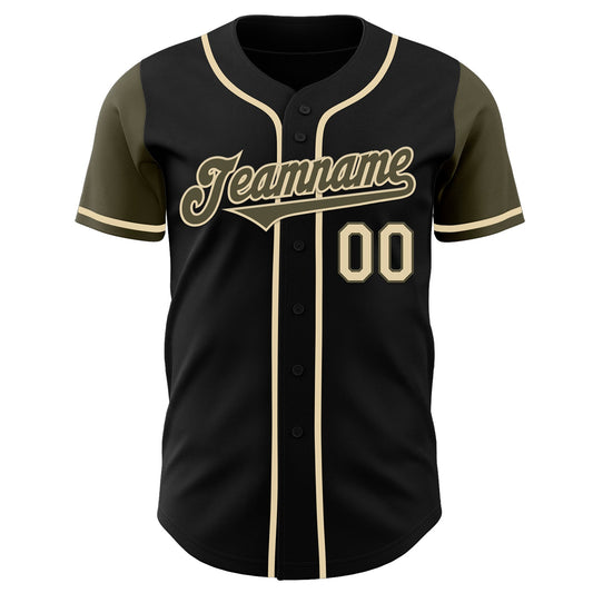 Custom Black Olive-Cream Authentic Two Tone Baseball Jersey - Sky-Custom
