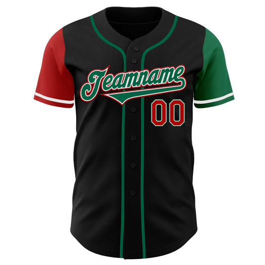 Custom Black Red-Kelly Green Authentic Two Tone Baseball Jersey - Sky-Custom