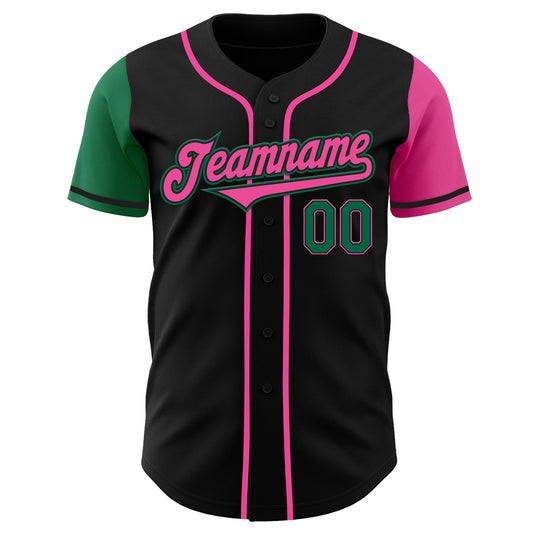 Custom Black Kelly Green-Pink Authentic Two Tone Baseball Jersey - Sky-Custom