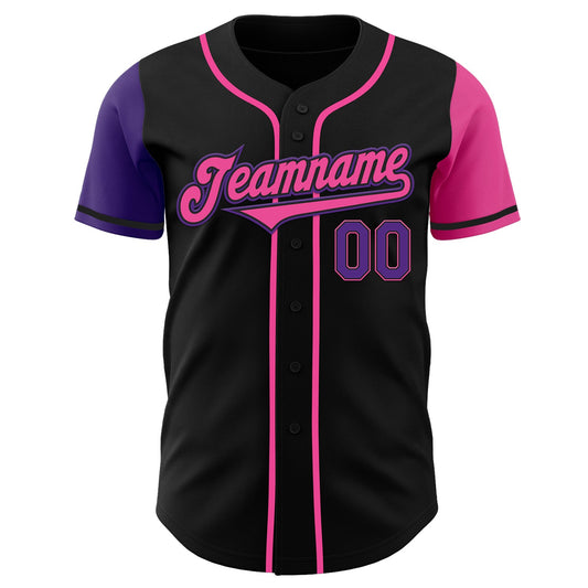 Custom Black Purple-Pink Authentic Two Tone Baseball Jersey - Sky-Custom