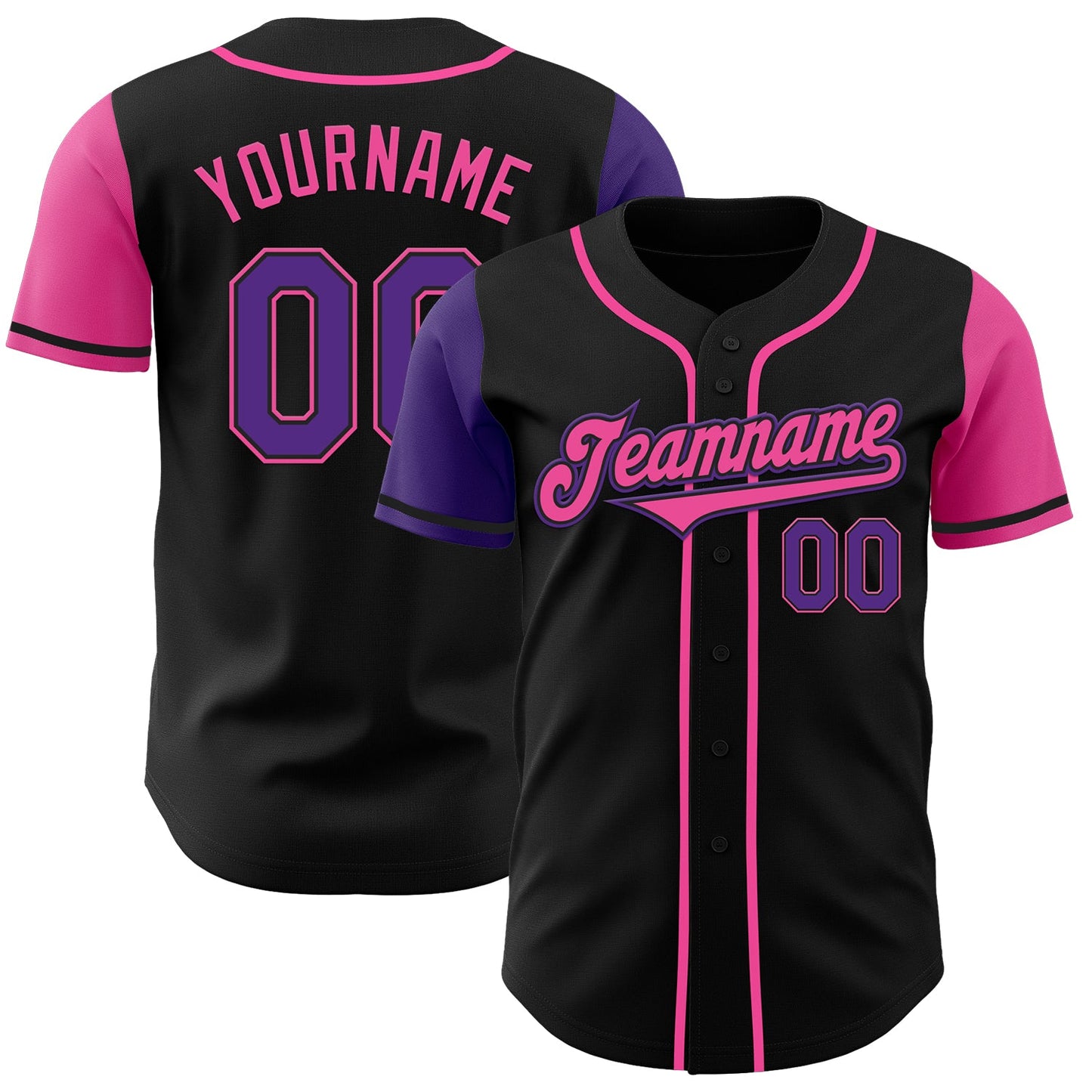 Custom Black Purple-Pink Authentic Two Tone Baseball Jersey - Sky-Custom