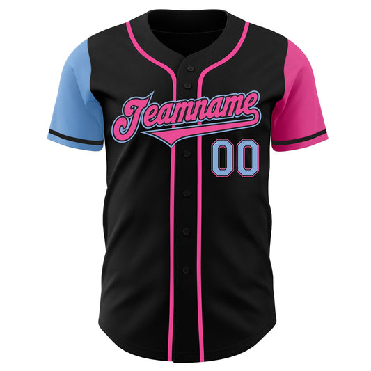 Custom Black Light Blue-Pink Authentic Two Tone Baseball Jersey - Sky-Custom