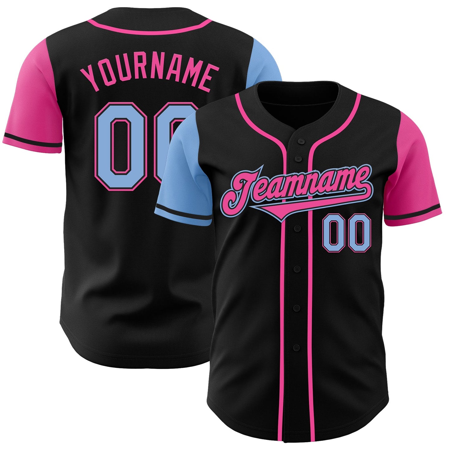 Custom Black Light Blue-Pink Authentic Two Tone Baseball Jersey - Sky-Custom
