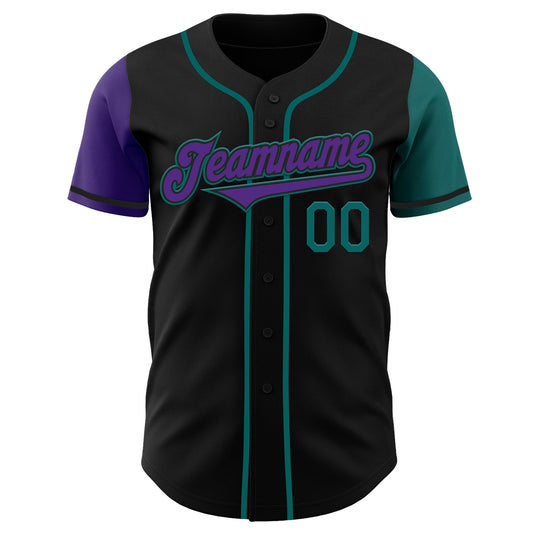 Custom Black Purple-Teal Authentic Two Tone Baseball Jersey - Sky-Custom