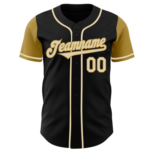 Custom Black Cream-Old Gold Authentic Two Tone Baseball Jersey - Sky-Custom