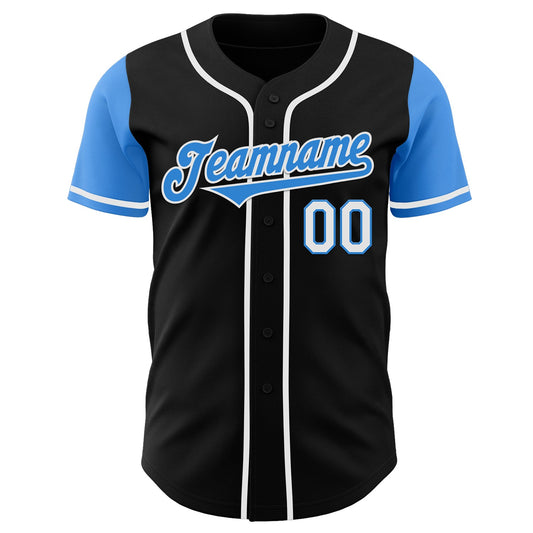 Custom Black Electric Blue-White Authentic Two Tone Baseball Jersey - Sky-Custom