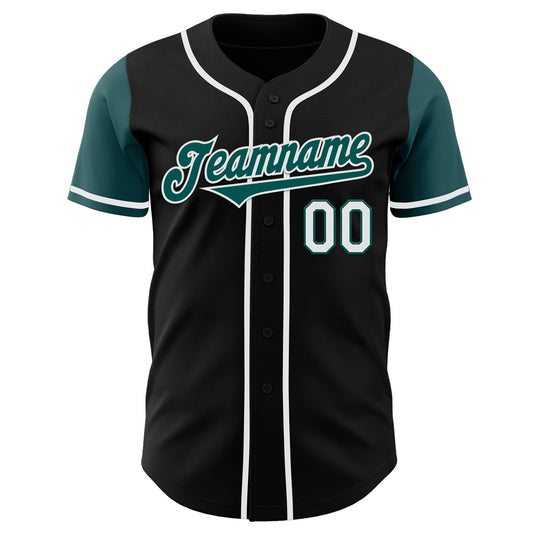 Custom Black Midnight Green-White Authentic Two Tone Baseball Jersey - Sky-Custom