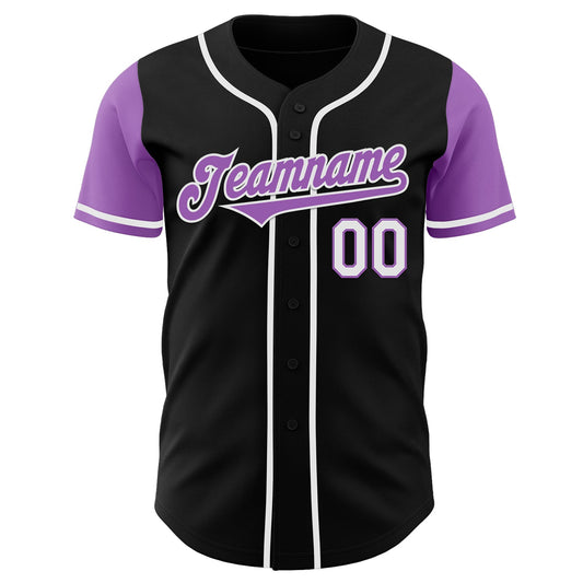 Custom Black Medium Purple-White Authentic Two Tone Baseball Jersey - Sky-Custom