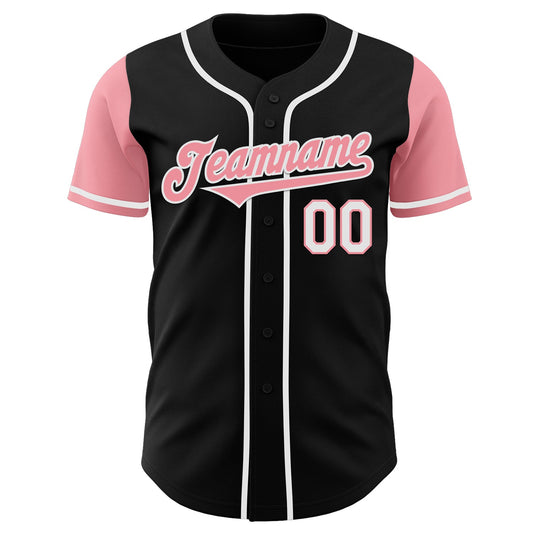 Custom Black Medium Pink-White Authentic Two Tone Baseball Jersey - Sky-Custom