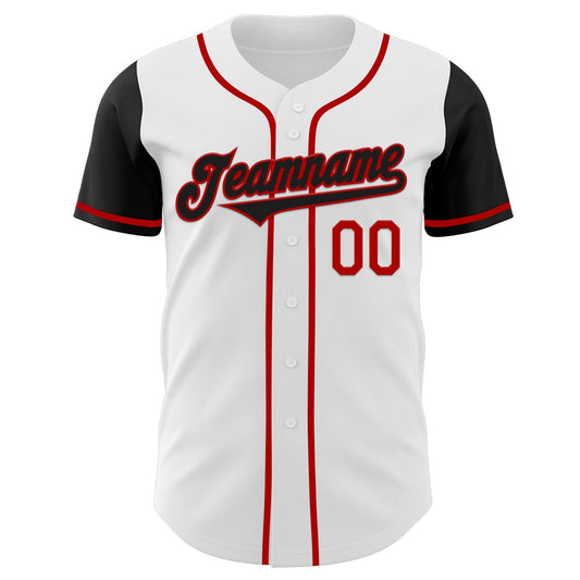 Custom White Black-Red Authentic Two Tone Baseball Jersey - Sky-Custom