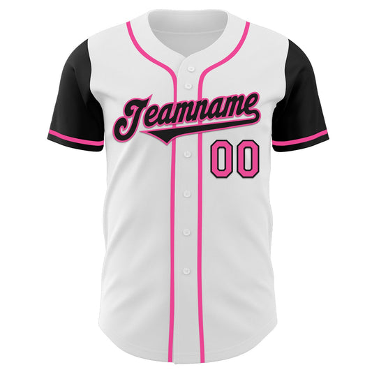 Custom White Black-Pink Authentic Two Tone Baseball Jersey - Sky-Custom