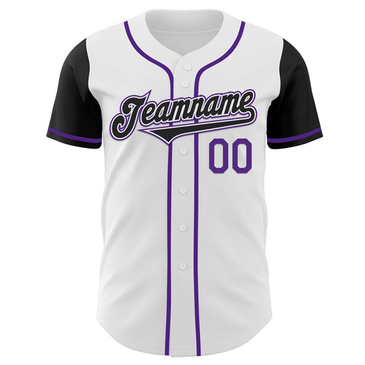 Custom White Black-Purple Authentic Two Tone Baseball Jersey - Sky-Custom
