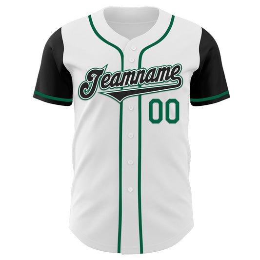 Custom White Black-Kelly Green Authentic Two Tone Baseball Jersey - Sky-Custom