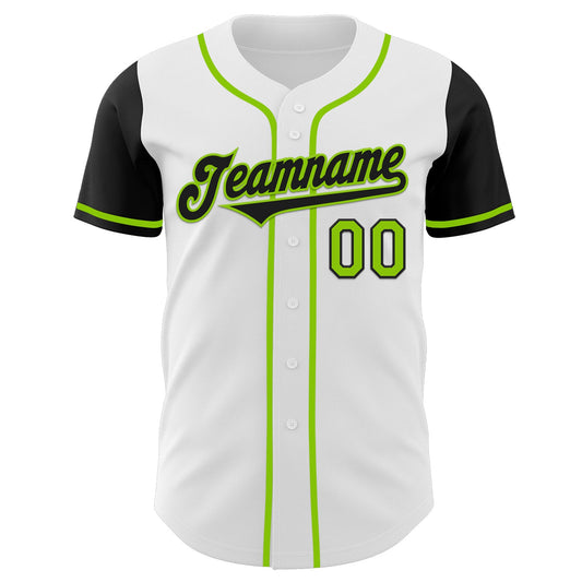 Custom White Black-Neon Green Authentic Two Tone Baseball Jersey - Sky-Custom