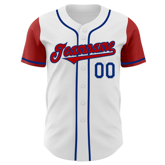 Custom White Red-Royal Authentic Two Tone Baseball Jersey - Sky-Custom
