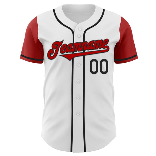 Custom White Red-Black Authentic Two Tone Baseball Jersey - Sky-Custom
