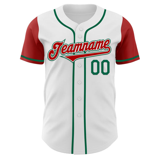 Custom White Red-Kelly Green Authentic Two Tone Baseball Jersey - Sky-Custom