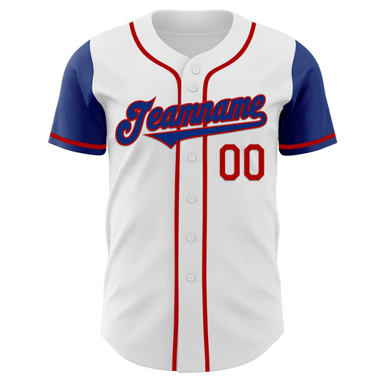 Custom White Royal-Red Authentic Two Tone Baseball Jersey - Sky-Custom