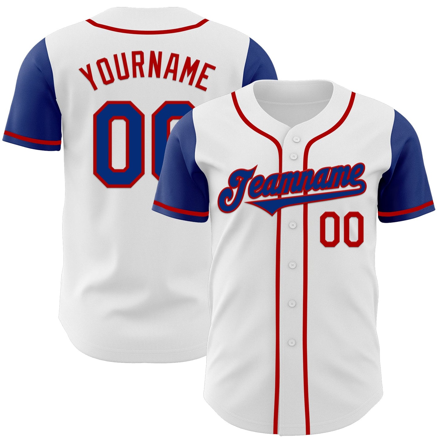 Custom White Royal-Red Authentic Two Tone Baseball Jersey - Sky-Custom