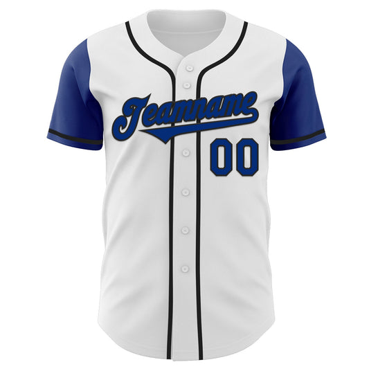 Custom White Royal-Black Authentic Two Tone Baseball Jersey - Sky-Custom