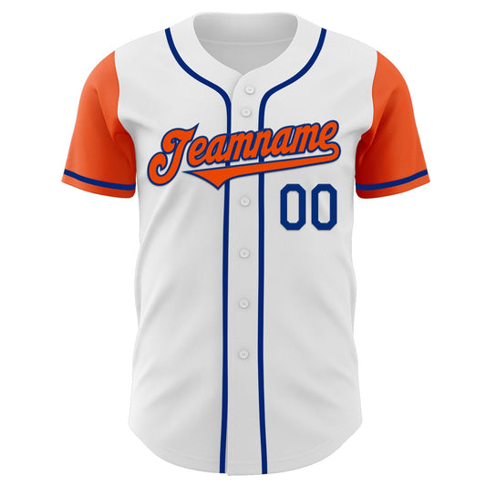 Custom White Orange-Royal Authentic Two Tone Baseball Jersey - Sky-Custom