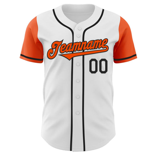 Custom White Orange-Black Authentic Two Tone Baseball Jersey - Sky-Custom