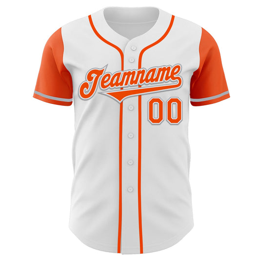 Custom White Orange-Gray Authentic Two Tone Baseball Jersey - Sky-Custom