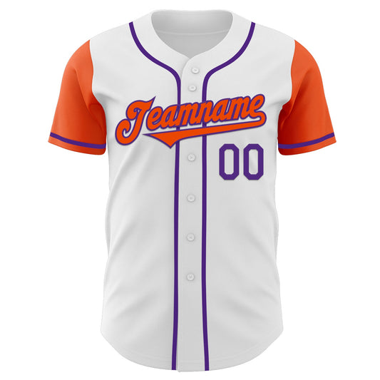 Custom White Orange-Purple Authentic Two Tone Baseball Jersey - Sky-Custom