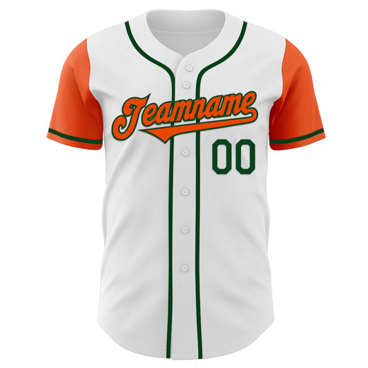 Custom White Orange-Green Authentic Two Tone Baseball Jersey - Sky-Custom