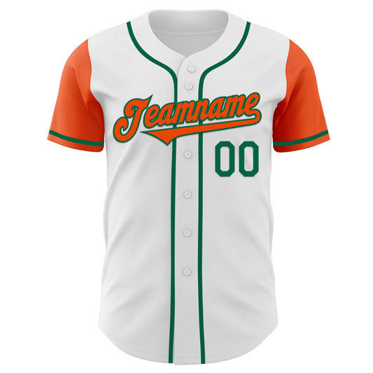 Custom White Orange-Kelly Green Authentic Two Tone Baseball Jersey - Sky-Custom