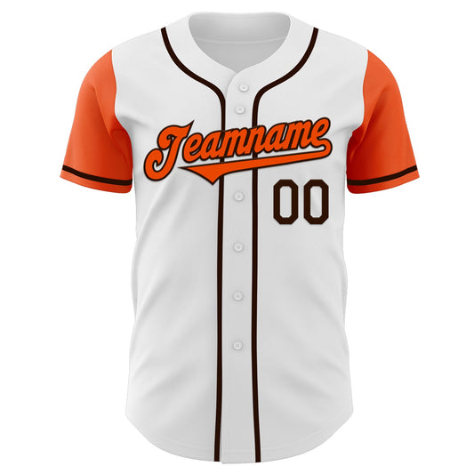 Custom White Orange-Brown Authentic Two Tone Baseball Jersey - Sky-Custom