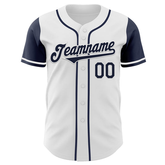 Custom White Navy Authentic Two Tone Baseball Jersey - Sky-Custom
