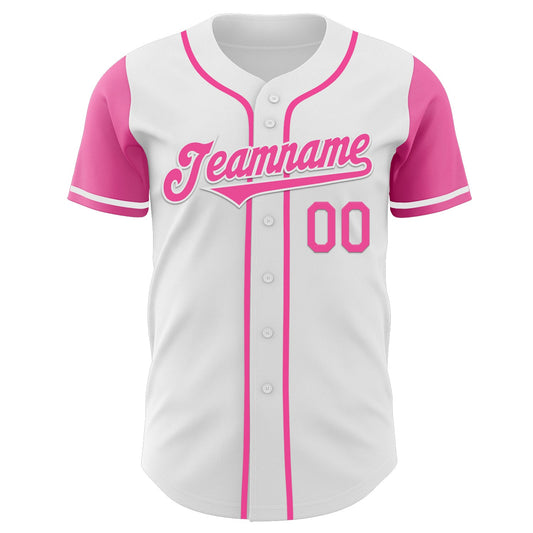 Custom White Pink Authentic Two Tone Baseball Jersey - Sky-Custom