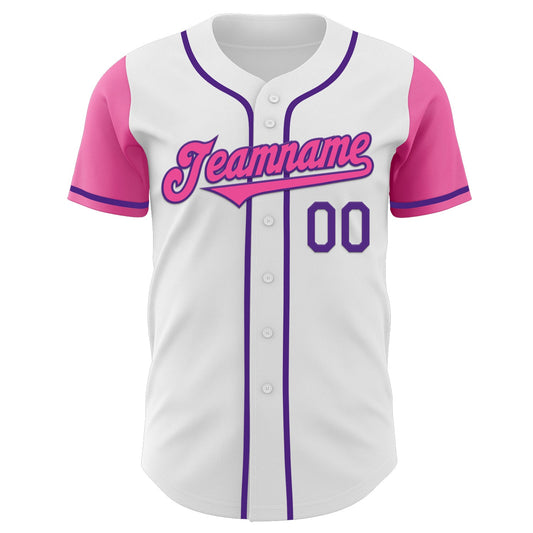 Custom White Pink-Purple Authentic Two Tone Baseball Jersey - Sky-Custom