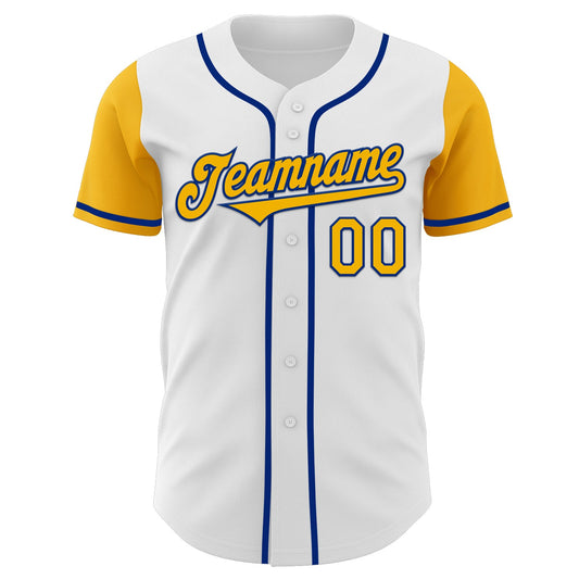 Custom White Gold-Royal Authentic Two Tone Baseball Jersey - Sky-Custom