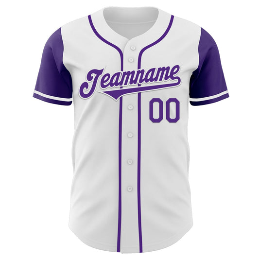 Custom White Purple Authentic Two Tone Baseball Jersey - Sky-Custom