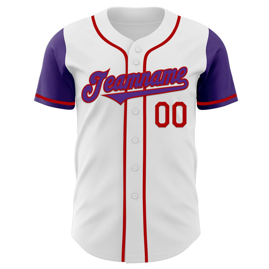 Custom White Purple-Red Authentic Two Tone Baseball Jersey - Sky-Custom