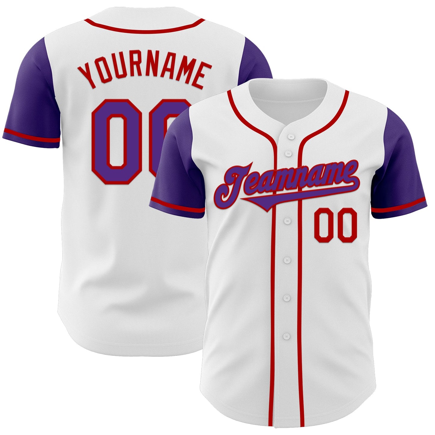 Custom White Purple-Red Authentic Two Tone Baseball Jersey - Sky-Custom