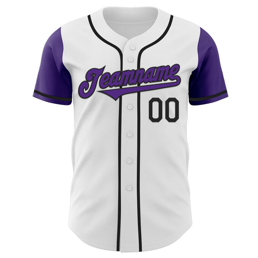 Custom White Purple-Black Authentic Two Tone Baseball Jersey - Sky-Custom