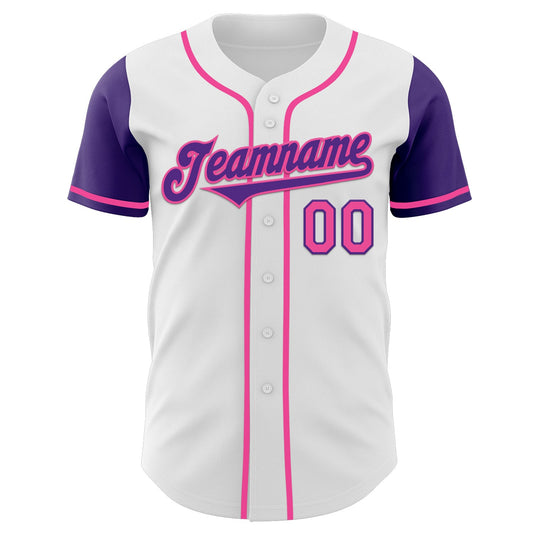 Custom White Purple-Pink Authentic Two Tone Baseball Jersey - Sky-Custom
