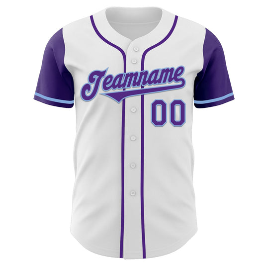 Custom White Purple-Light Blue Authentic Two Tone Baseball Jersey - Sky-Custom
