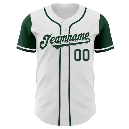 Custom White Green Authentic Two Tone Baseball Jersey - Sky-Custom