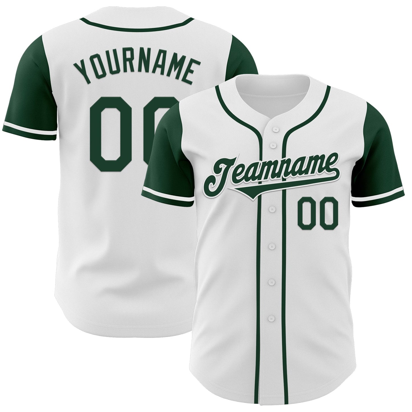 Custom White Green Authentic Two Tone Baseball Jersey - Sky-Custom