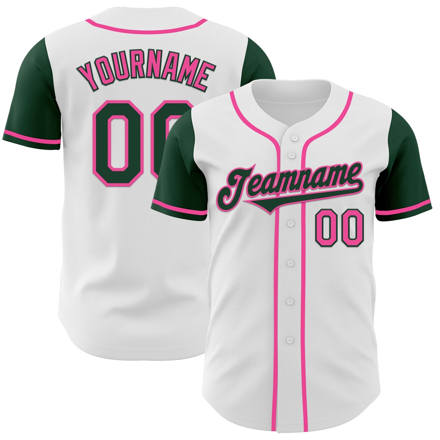 Custom White Green-Pink Authentic Two Tone Baseball Jersey - Sky-Custom