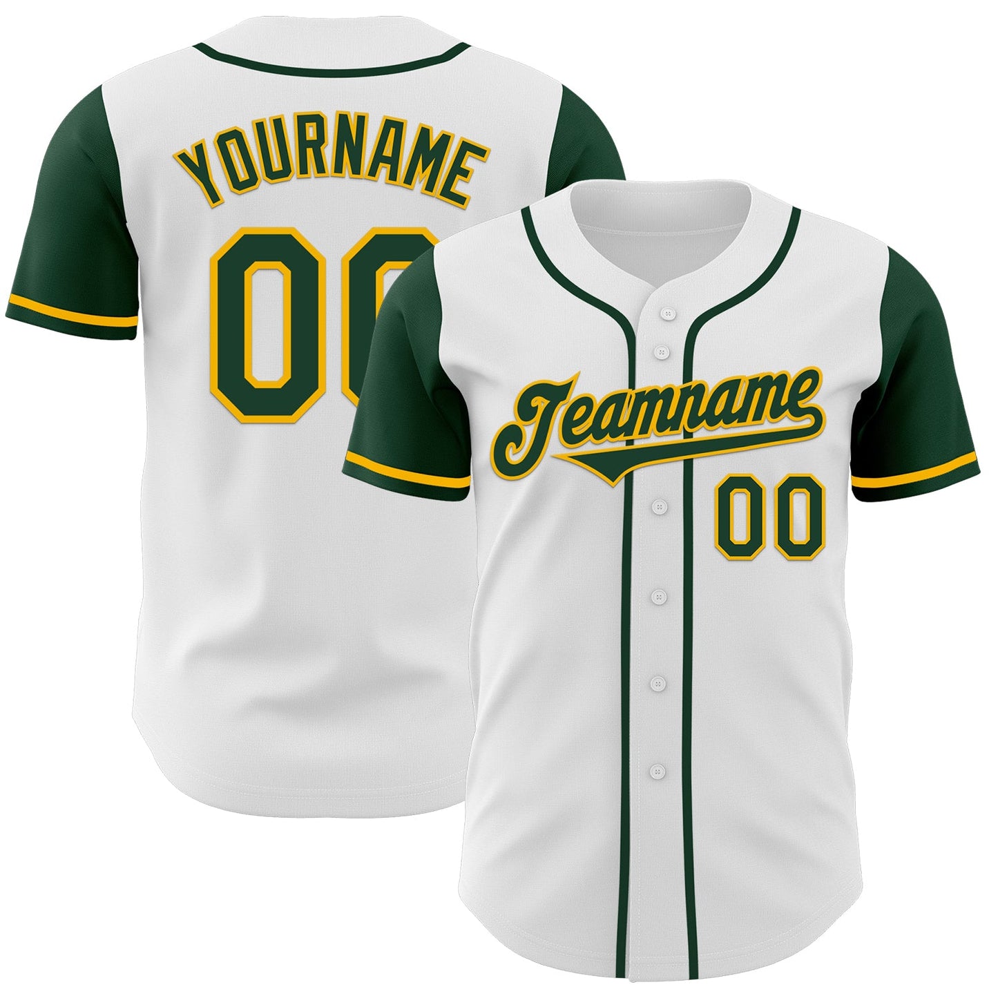 Custom White Green-Gold Authentic Two Tone Baseball Jersey - Sky-Custom
