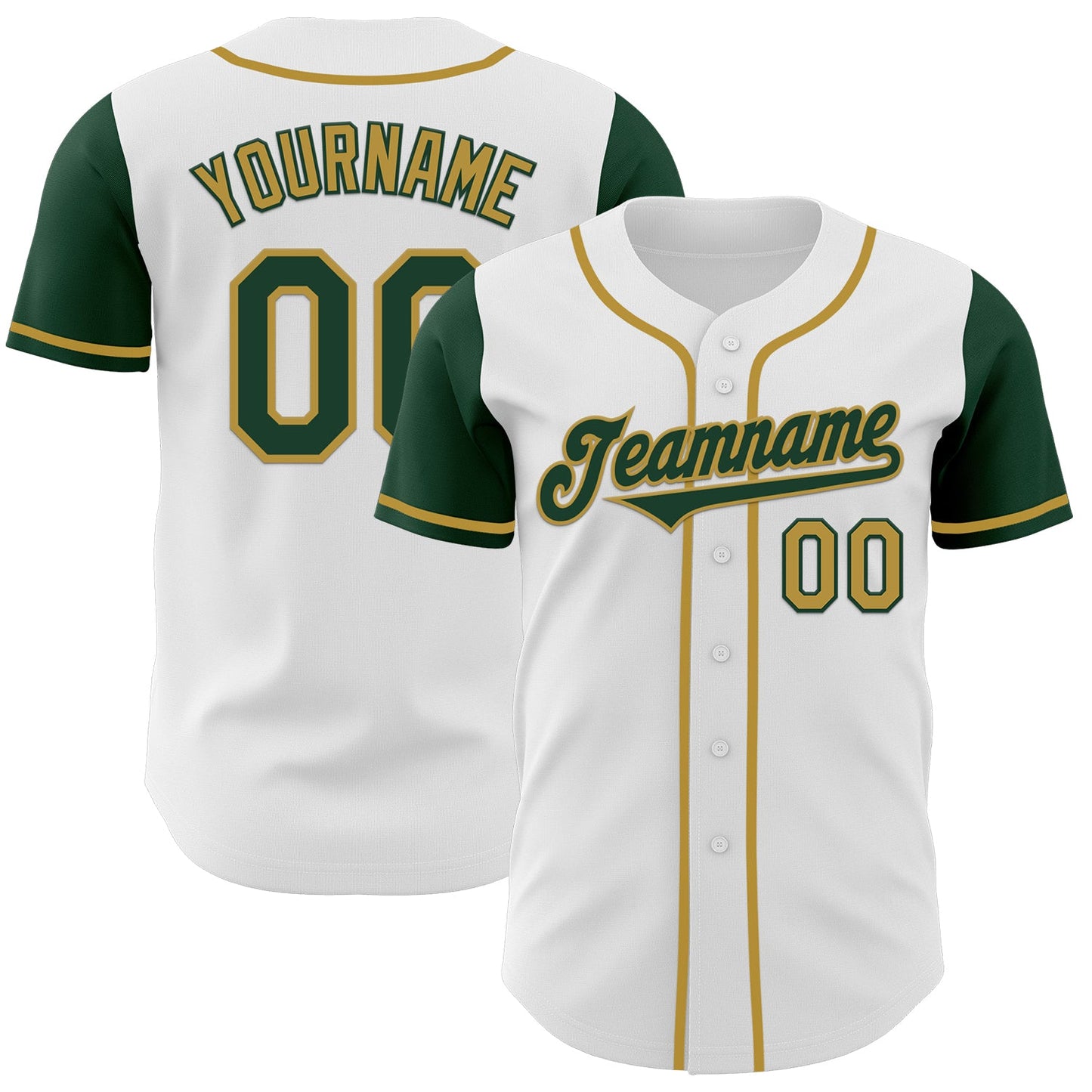 Custom White Green-Old Gold Authentic Two Tone Baseball Jersey - Sky-Custom