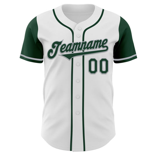 Custom White Green-Gray Authentic Two Tone Baseball Jersey - Sky-Custom