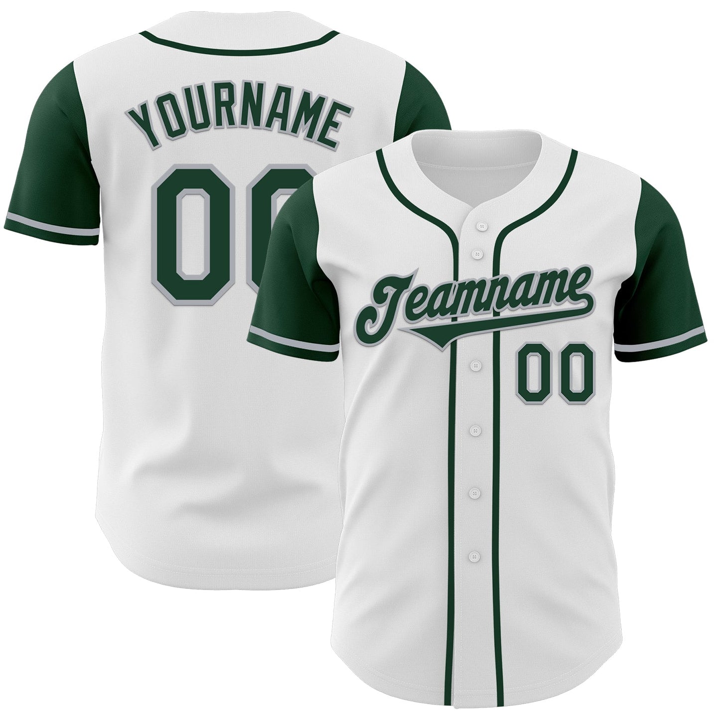 Custom White Green-Gray Authentic Two Tone Baseball Jersey - Sky-Custom