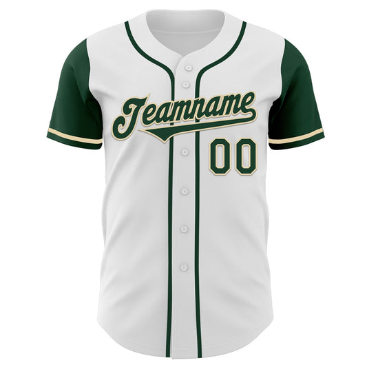 Custom White Green-Cream Authentic Two Tone Baseball Jersey - Sky-Custom